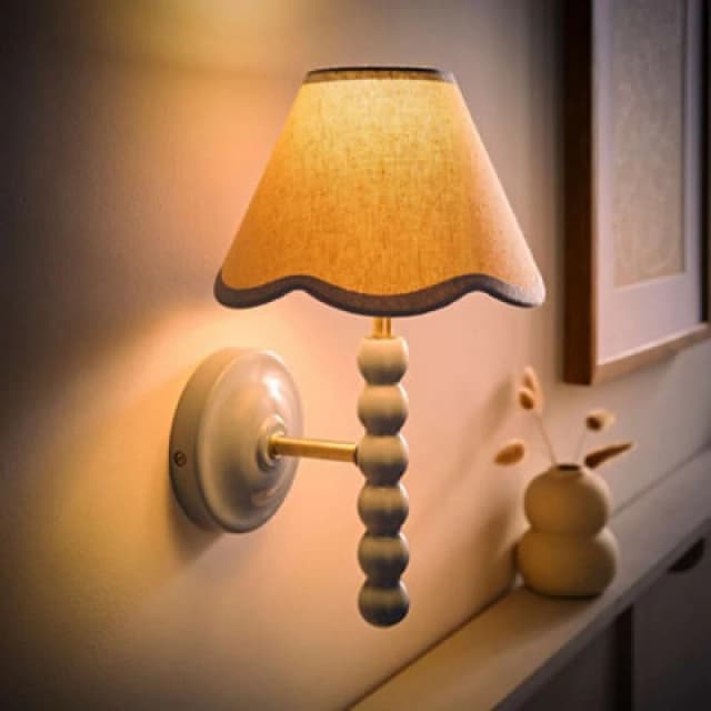 Valuelights Bobbin Blue Wall Light With Trim Scallop Shade And Bulb