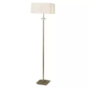 Akira Floor Lamp 3 Light E27, Antique Brass With Cream Shade