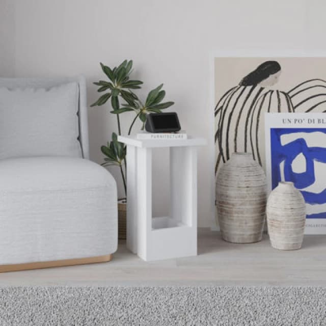 Decortie Tasos White Square Side Table Nightstand (W) 30Cm