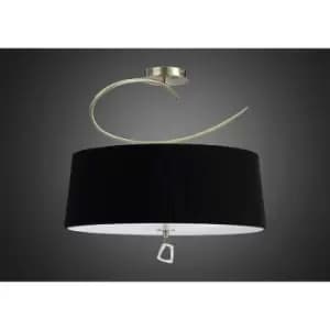 Mara Semi-Flushmount 4 Bulbs E27 Round, Antique Brass with Ivory White Shade