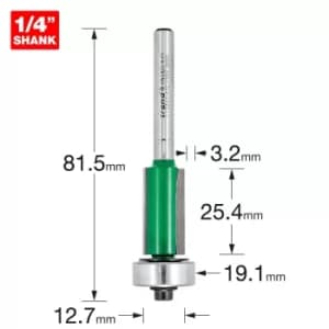 Trend CRAFTPRO Bearing Guided Overlap Trimmer Router Cutter 12.7mm 25.4mm 1/4"