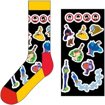 The Beatles - Portholes & Characters Unisex UK Size 7 - 11 Ankle Socks - Black