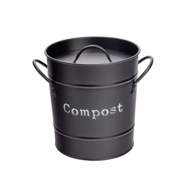Harbour Housewares Kitchen Compost Bin - Black - Countertop Bucket Waste Pail With Lid & Plastic Inner