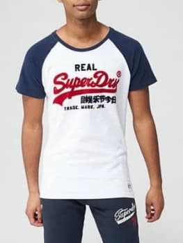 Superdry Vintage Label Duo Raglan T-Shirt - Ice Marl , Ice Marl Size M Men