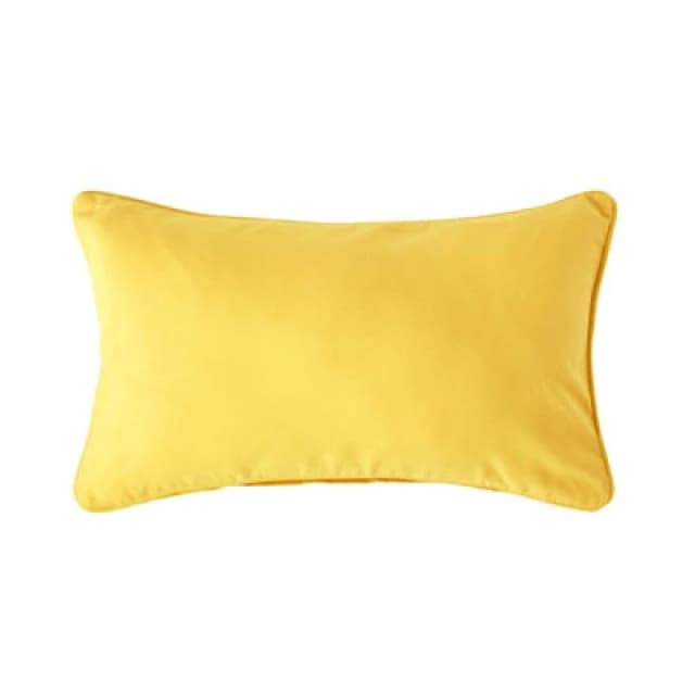 Homescapes Cotton Plain Yellow Rectangular Cushion Cover, 30 X 50 Cm
