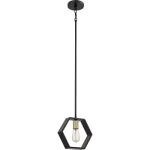Elstead Quoizel Bismarck Slim Pendant Ceiling Light Earth Black