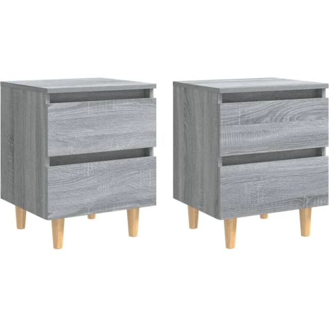 VIDAXL Bed Cabinets with Solid Wood Legs 2 pcs Grey Sonoma 40x35x50cm Vidaxl 8720286854747