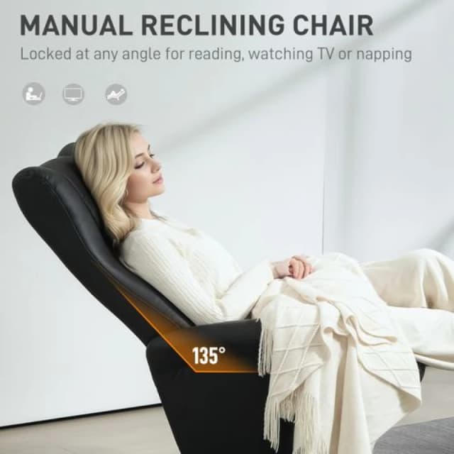 HOMCOM Swivel Recliner Chair with Footstool and Adjustable Back, Black Black