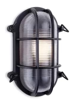 Turin Outdoor Bulkhead Wall Light Oval Black IP65, E27