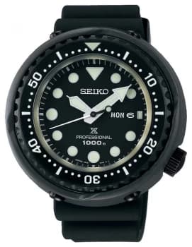 Seiko Mens Prospex Tuna Divers Black Silicone Strap Watch