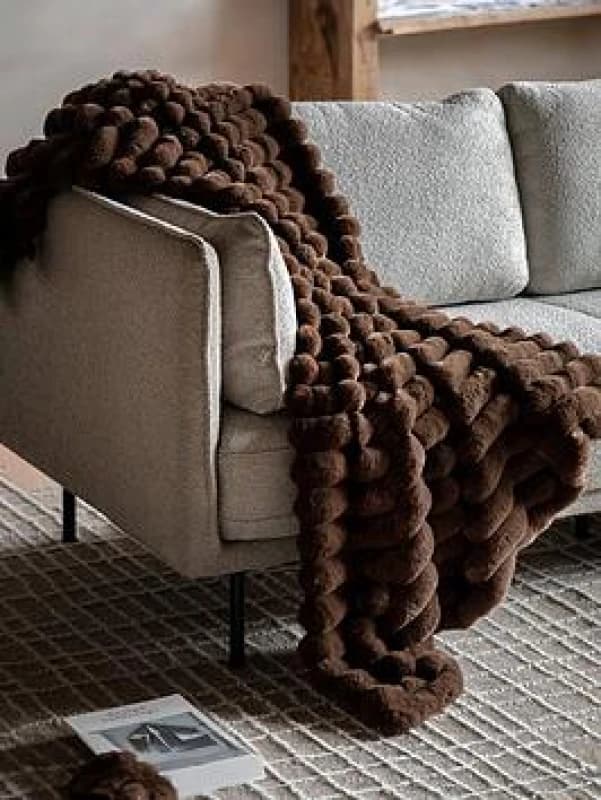 Crossland Grove Cove Ribbed Faux Fur Throw Mulberry 1300X1700mm, Purple 5061087223756