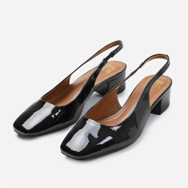 Where's That From 'Michigan' Square Toe Slingback Low Block Heels Black