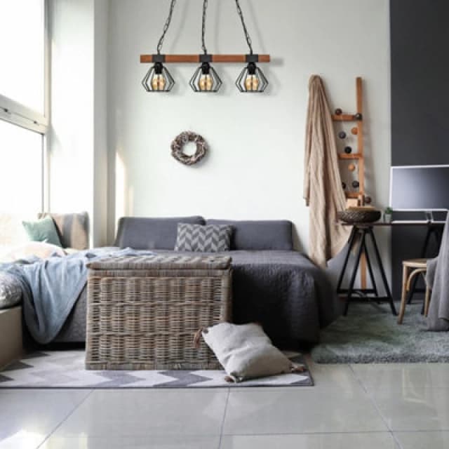 Milagro Ulf Matt Black Natural Wood Hand Made Wall Lamp Black unisex