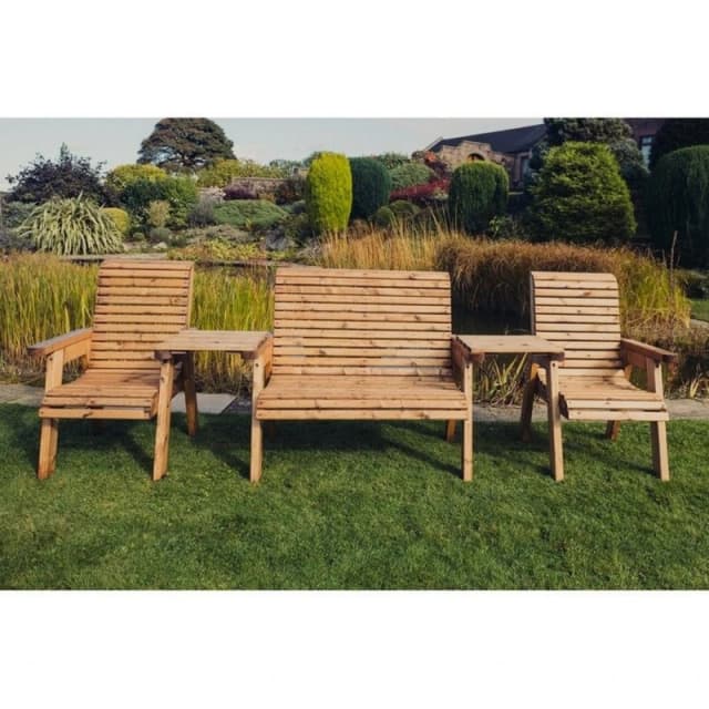 Churnet Valley Garden Furniture Ltd Valley 1X2B 2XC with Tray Set - Fully Assembled - Set of Cushions Incl in Brown Brown Unisex