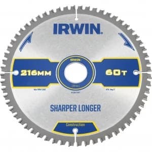 Irwin ATB Ultra Construction Circular Saw Blade 216mm 60T 30mm