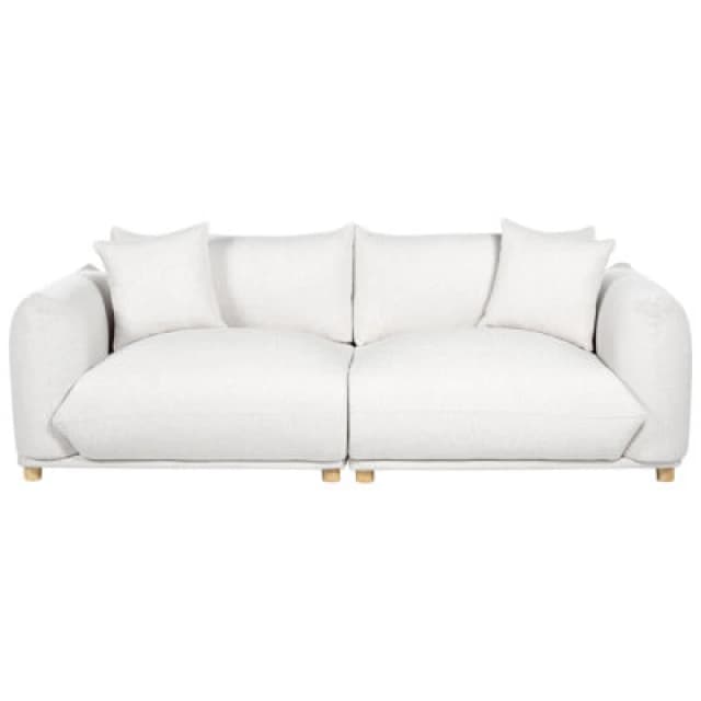 Beliani Sofa 3 Seater Luvos Fabric Off-White