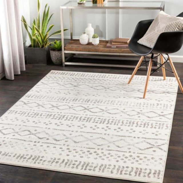 Livabliss Scandi Global Light Grey Hativi Area Rug 150 X 213cm - Easy Care, Non Shedding, Ideal For Living Room & Bedroom