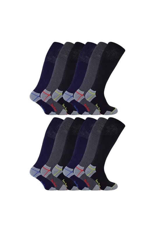 Sock Snob Sock Snob Men 12 Pairs Knee High Cotton Rich Ultimate Work Socks Size: 12-14 Multi 12-14 Male 5060910927403