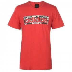 adidas Linear Camo Mens T-Shirt - Red/Wht/Blk