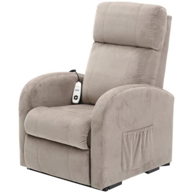 Loops Single Motor Rise and Recline Lounge Chair Pebble Coloured Micro Fibre Material Multi