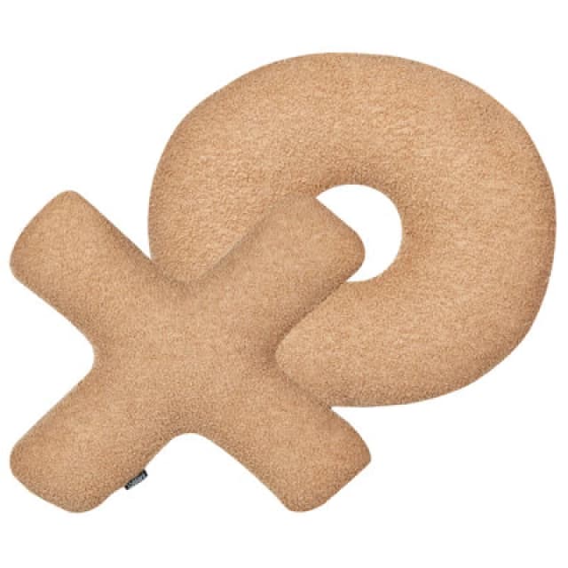 Beliani Set Of 2 Decorative Cushions Hesperis Boucle Light Brown Solid