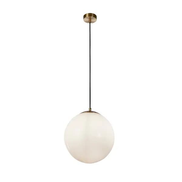 Searchlight Atom II Small Ceiling Pendant Light - Satin Brass & Opal Glass