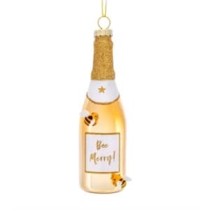 Bee Merry Gold Champagne Shaped Bauble