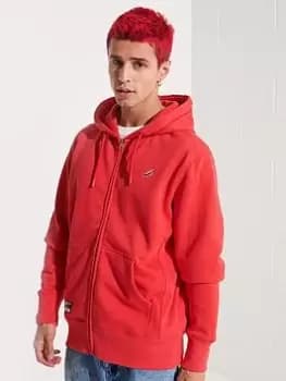Superdry Code Essential Zip Thru Hoodie, Red Size M Men