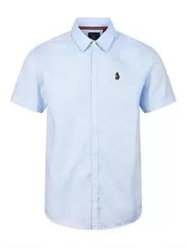 Luke 1977 Yoko Short Sleeve Linen Shirt - Blue Size L, Men