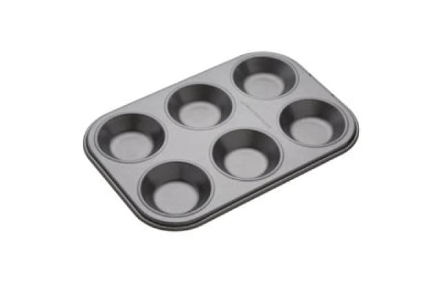 Masterclass Non-Stick 6 Hole Shallow Baking Pan Dark Grey