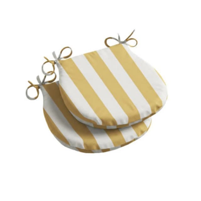 Luxury Living Wide Striped Outdoor D Shaped Seat Pad Yellow