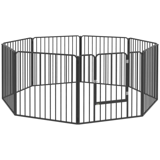 PawHut 80cm 8 Panels Heavy-Duty Dog Playpen for S/M Dogs, Black D06-201V01BK