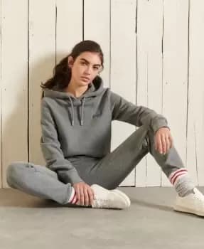 Superdry Womens Vintage Logo Embroidered Hoodie Grey / Rich Charcoal Marl - Size: 6