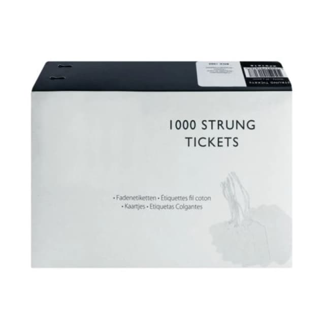 Value Strung Ticket 37 x 24mm White (1000 Pack) KF01618