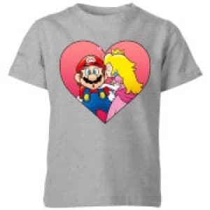 Nintendo Super Mario Peach Kiss Kid's T-Shirt - Grey - 11-12 Years