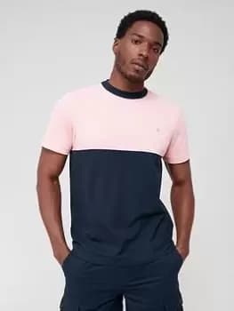 Farah Tony Colour Block T-Shirt, Pink Size M Men