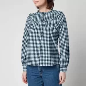 Whistles Womens Check Frill Collar Detail Top - Multi - UK 8