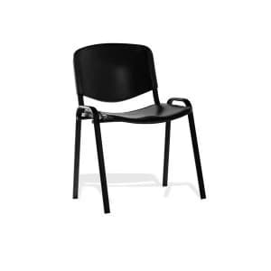 Trexus Stackable Polypropylene Medium Back Chair Black Metal Frame