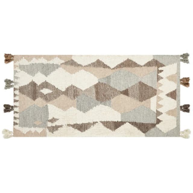 Beliani Rug Aralez Beige 80 X 150 Cm Wool Kilim