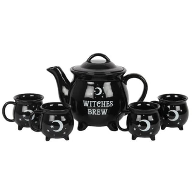 Something Different Something Different Witches Brew Ceramic Tea Set in Black One Size Unisex 5059958953758