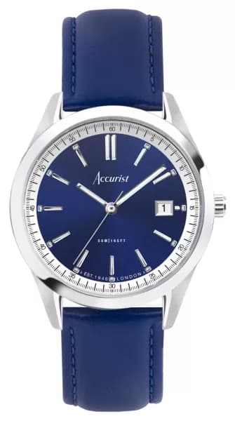 Accurist 74010 Everyday Mens Blue Dial Blue Leather Watch