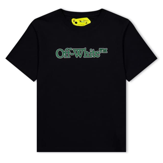 Off White Kids Bookish Cotton Logo T-Shirt Black Green male 12Y