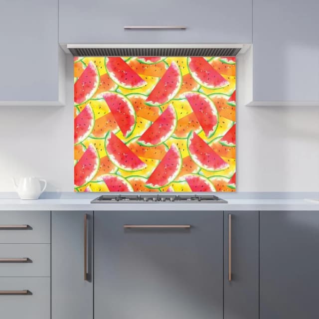 Warren Reed - Designer Melon Print Kitchen Splashback in Red Size: 700mm x 650mm Red Unisex 700mm x 650mm