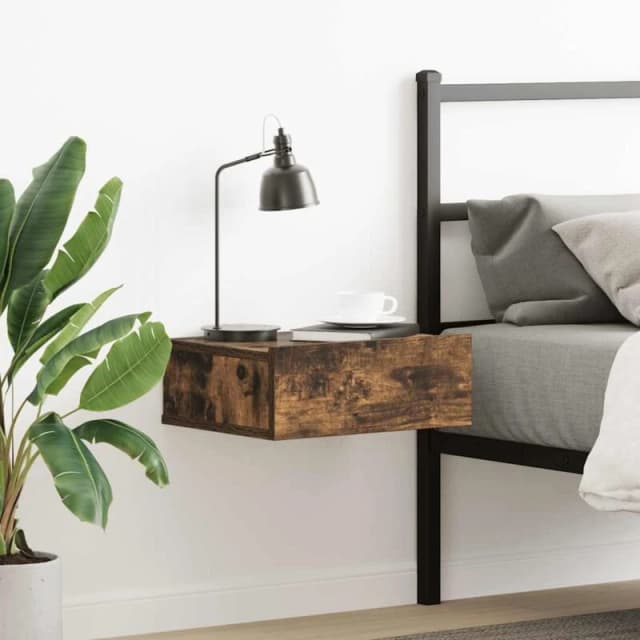 Vidaxl Floating Nightstand Smoked Oak 40X30X15cm Engineered Wood, Brown 815282