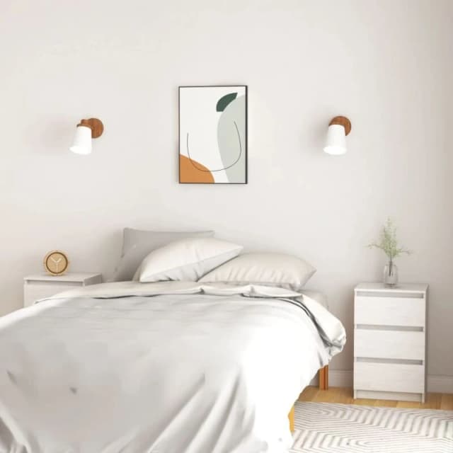 VIDAXL Bedside Cabinets 2 pcs White 40x29.5x64cm Solid Pine Wood Vidaxl 8720286607862