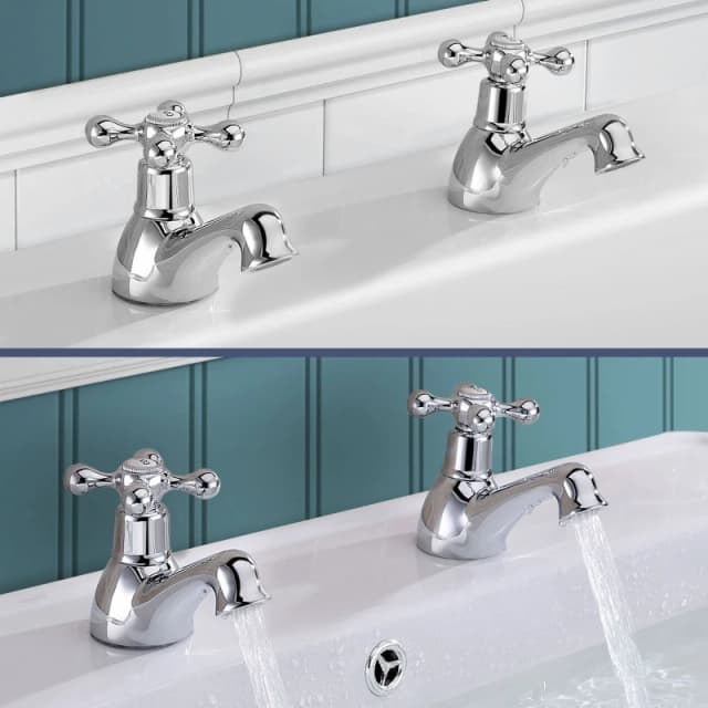 Nes Home Victorian Bath & Basin Taps Set Chrome in Metallic Silver Metallic Silver Unisex