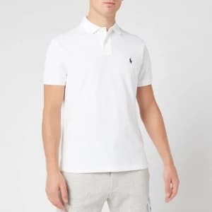 Polo Ralph Lauren Mens Custom Slim Fit Mesh Polo Shirt - White - L