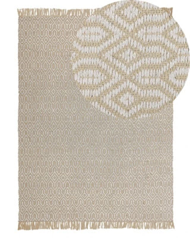Beliani Rug Pozanti Beige 140 X 200 Cm Jute