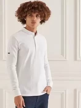 Superdry Studios L/s Pique Polo Shirt, White, Size L, Men