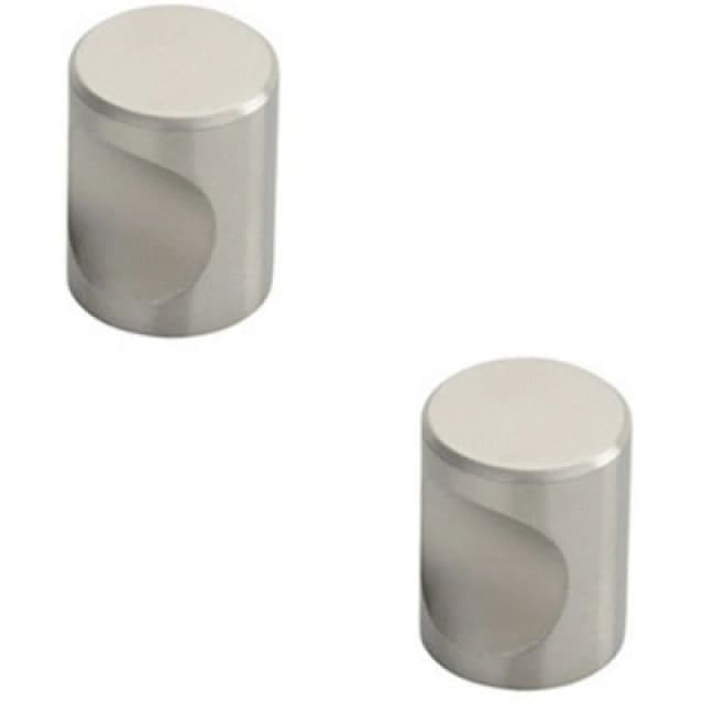 Loops 2x Cylindrical Cupboard Door Knob 16mm Diameter Stainless Steel Cabinet Handle Metallics unisex